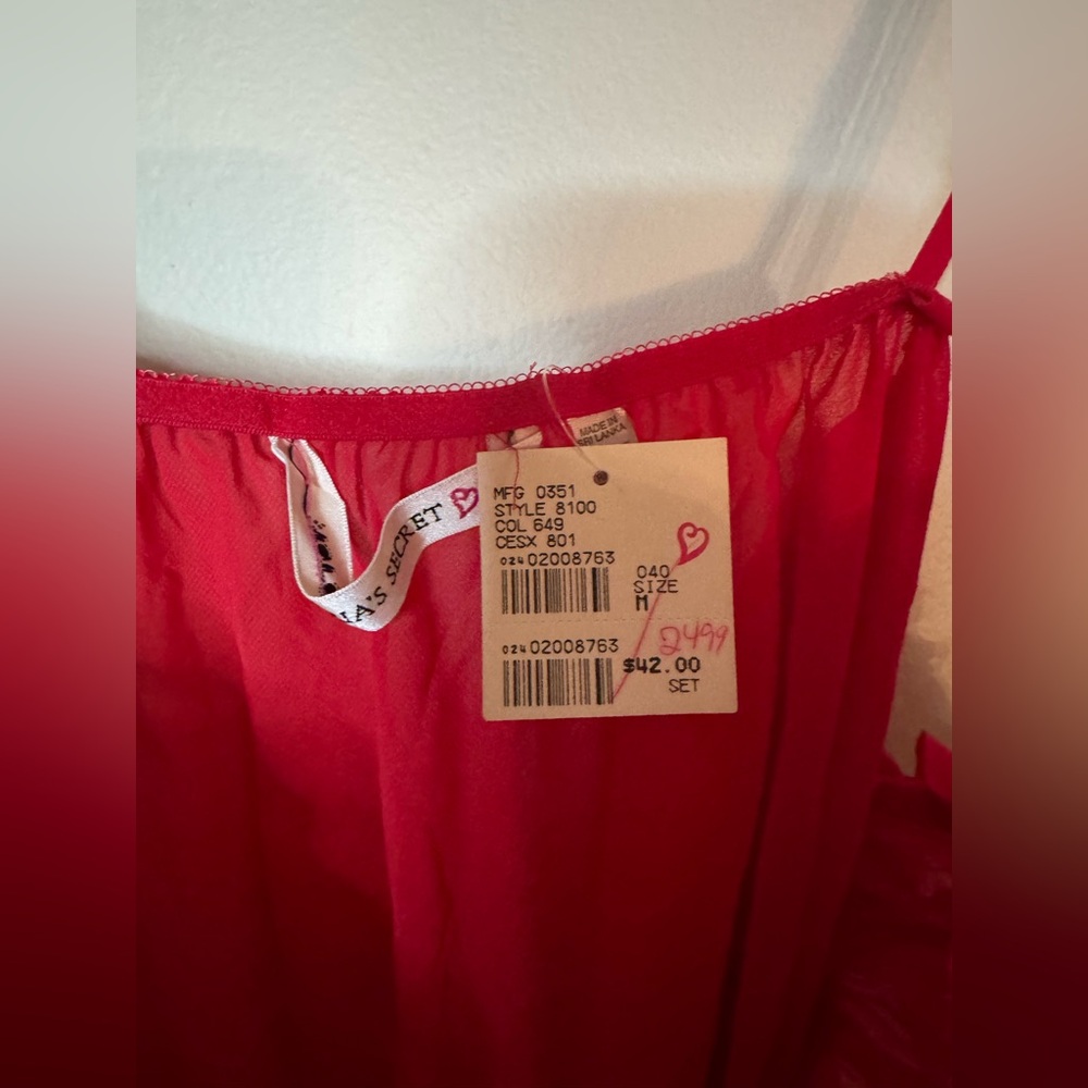 NWT Vintage Victoria’s Secret red ruffle sheer lingerie dress - Picture 5 of 8
